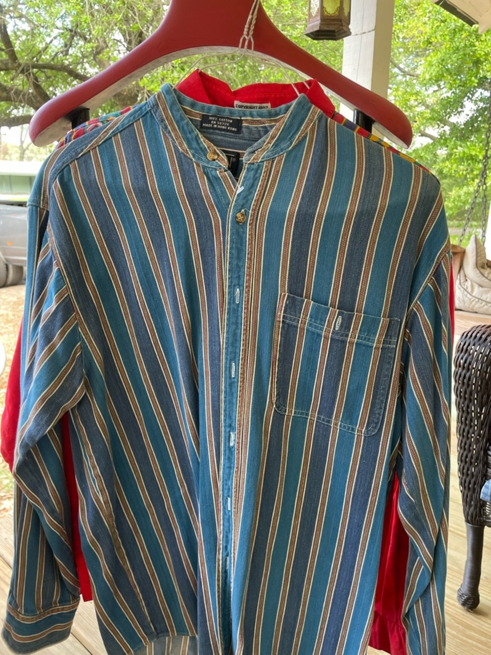 On Running Striped Cotton Shirt in Blue, Red, Cream, Green